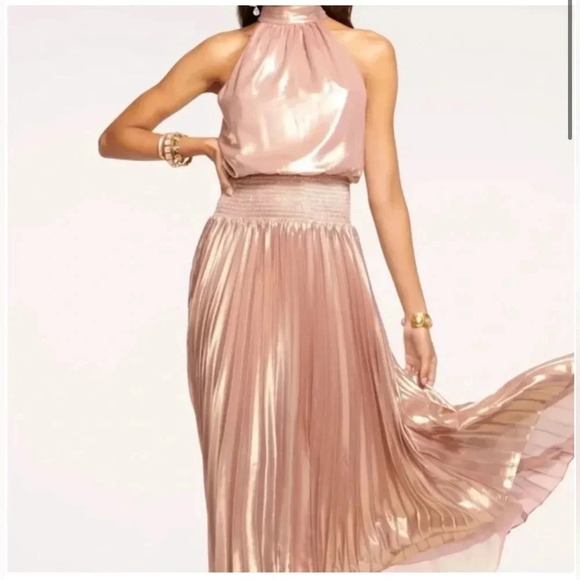 Ramy Brook - Olana Pleated Metallic Midi Dress Size 4 - Picture 4 of 10